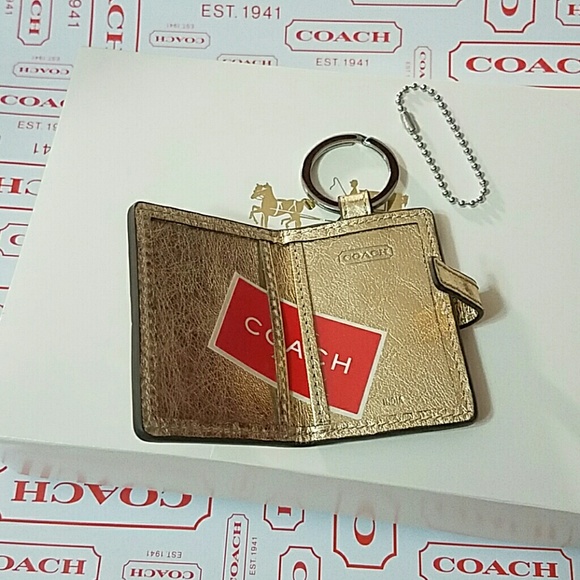 USED Coach Picture Keychain Heart Charm Khaki - Picture 3 of 4