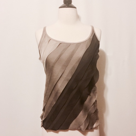 NY&C Chiffon Overlay Tan & Chocolate Camisole
