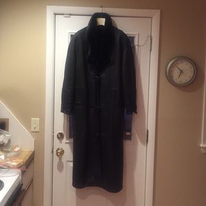 Maxi length shearling coat