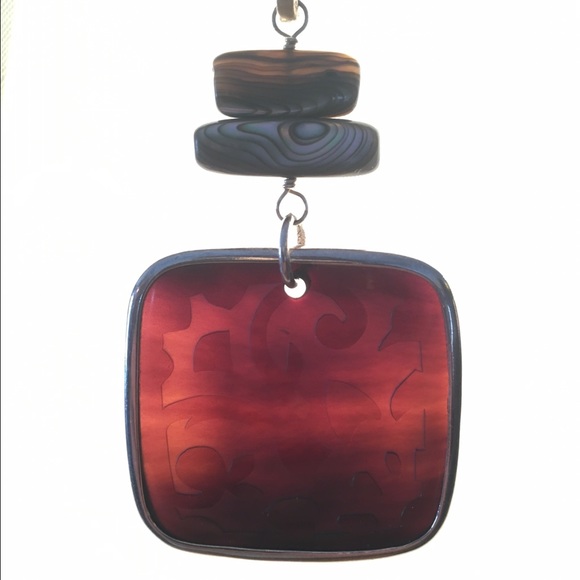 Retired Silpada bronze bead/abalone necklace