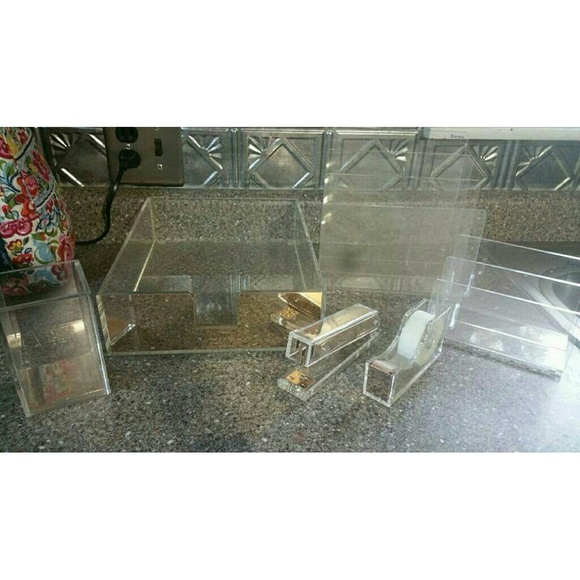 Kate Spade Rose Gold & clear office desk set