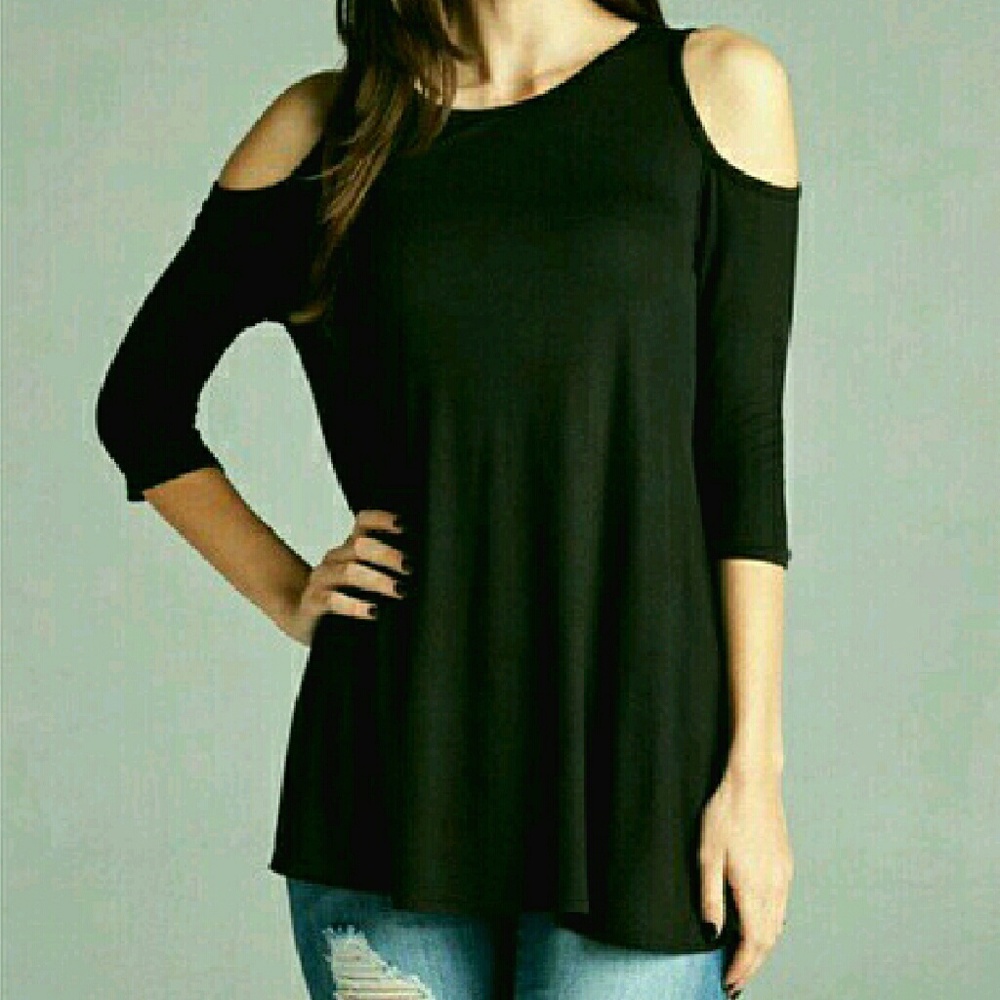 SALE Cold Shoulder Swing Top - Picture 2 of 3