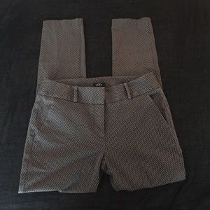 Loft size 4 Marisa skinny- grey/ maroon dots