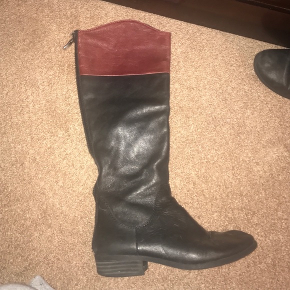 BCBG boots with maroon banded top