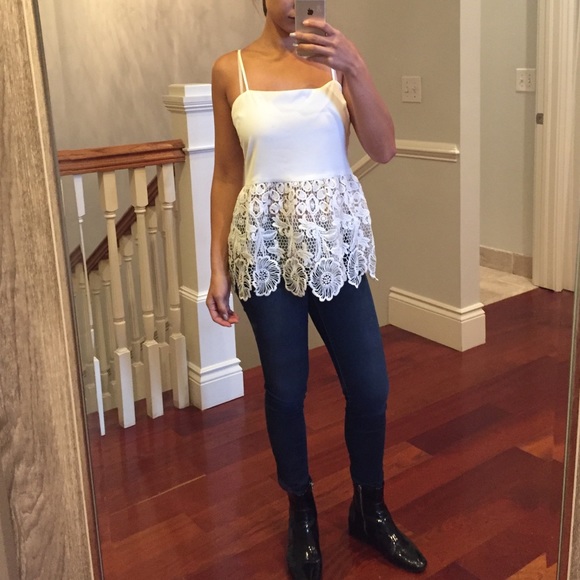 NWT white lace peplum top