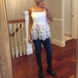 NWT white lace peplum top