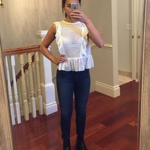 NWT white lace peplum top