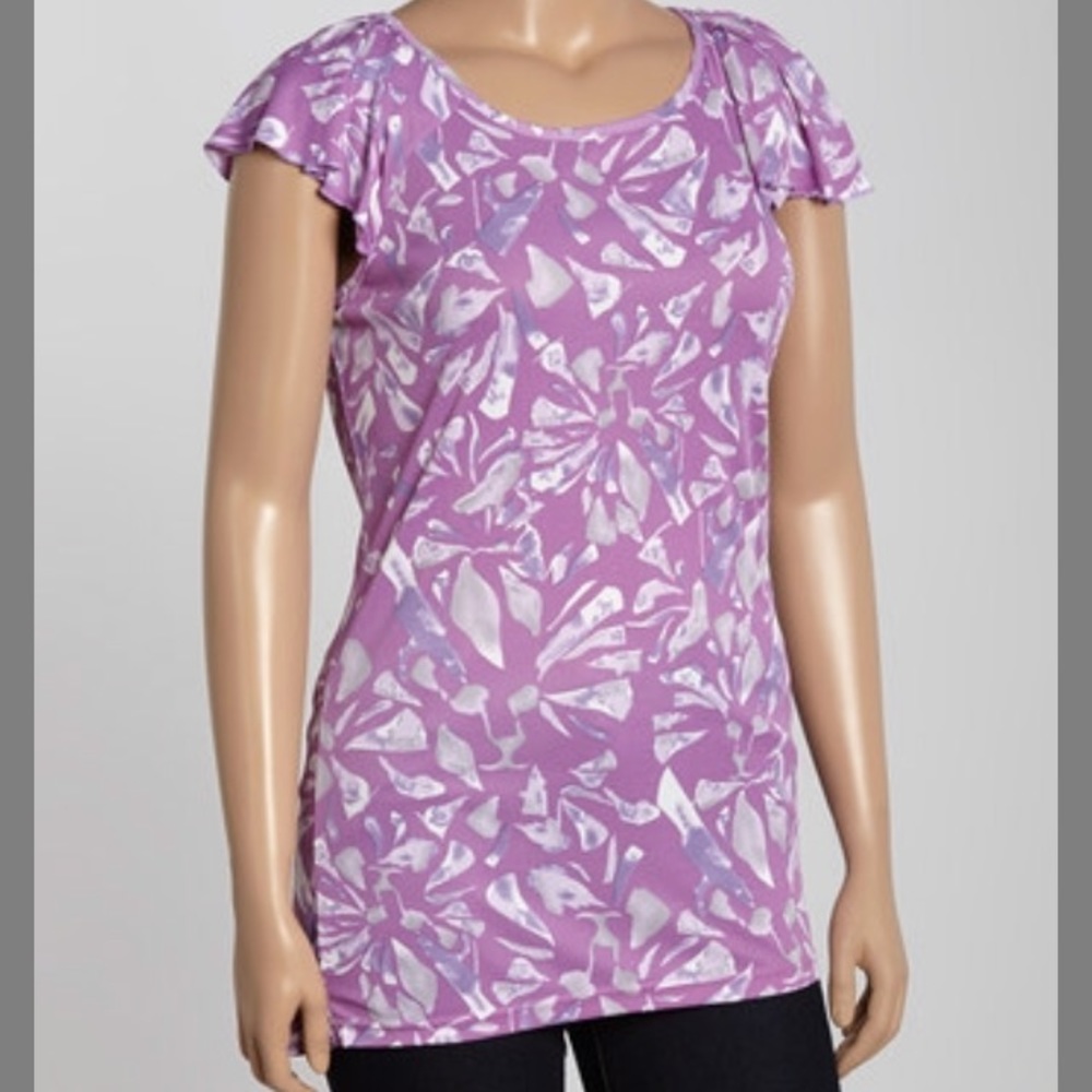 Purple Flutter Sleeve Top