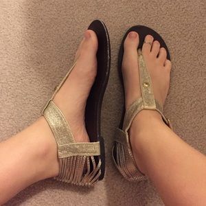 Gold thong sandals