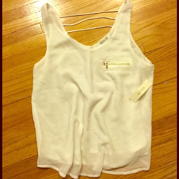 NWT White Blouse w/ Gold detail