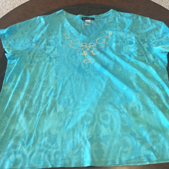 Plus size 4X aqua t -shirt