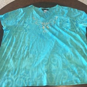 Plus size 4X aqua t -shirt