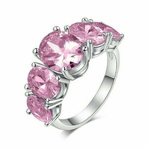 CZ Pink Ruby S925 Silver Filled Wed Ring