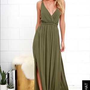 Lulus olive green maxi dress, worn once!