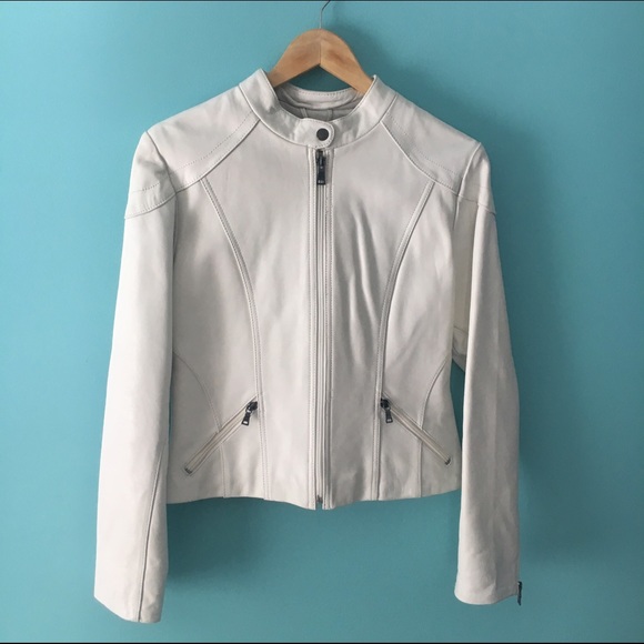 WHITE GENUINE LEATHER JACKET!!!