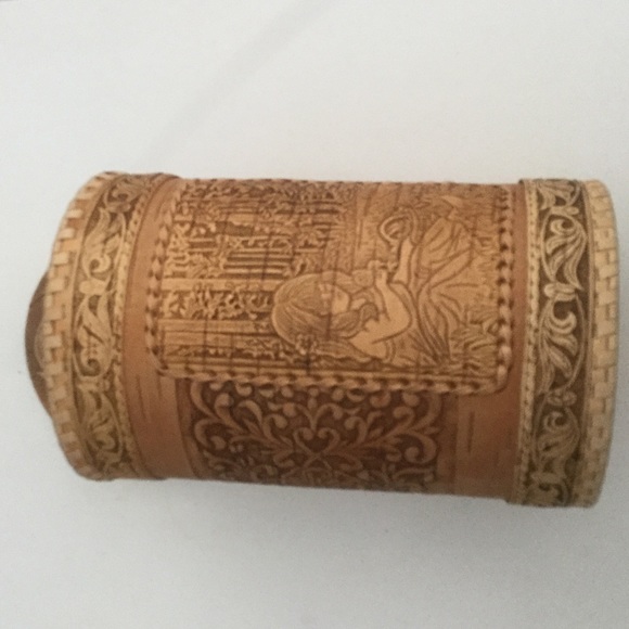 Hand carved wood container