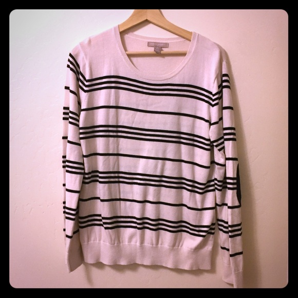 Striped Sweater with Elbow Patches