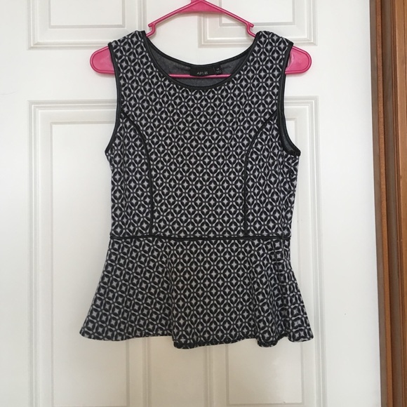 Peplum top with leather trim