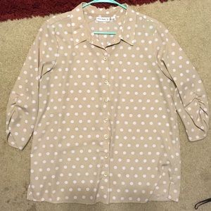 BUNDLED! Tan Polka Dot Button-Up Top