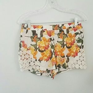 Floral Shorts With Lace