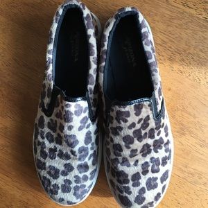 Leopard print slip ons