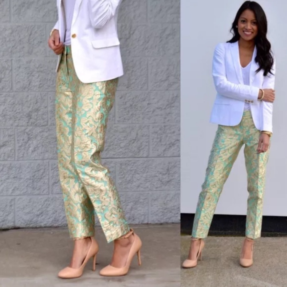 Gorgeous Metallic J.Crew Collection Jacquard Pants - Picture 2 of 8