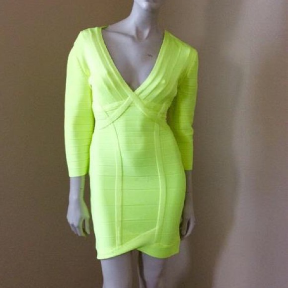 Herve Leger Dresses & Skirts - Herve Leger Nathalia Neon Yellow Bandage Dress
