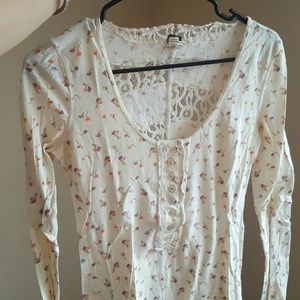 Free People Floral and Lace long sleeve