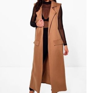 Boohoo Camel sleeveless maxi duster