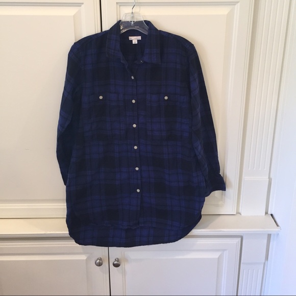 Gap - women's soft plaid hi-lo boyfriend shirt