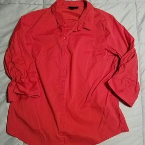 Xl red 3/4 sleeve button up blouse