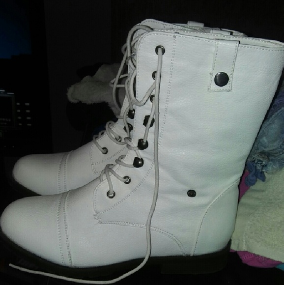 White combat boots