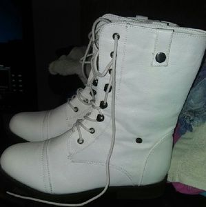 White combat boots