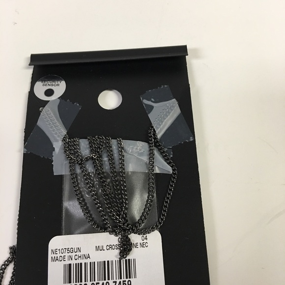 NWT Material Girl Double Cross Long Chain Necklace - Picture 4 of 4