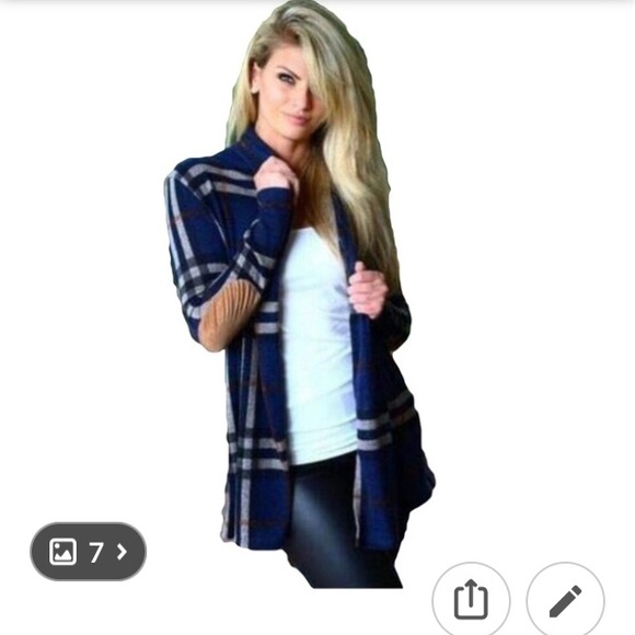 Blue plaid cardigan
