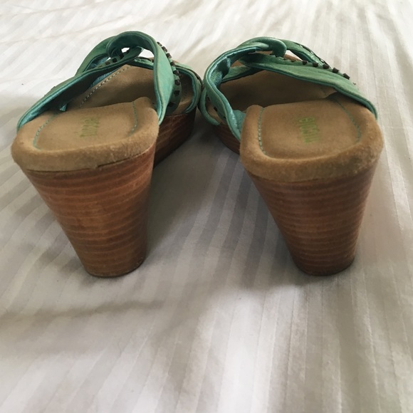 Turquoise slip on wedges - Picture 2 of 4