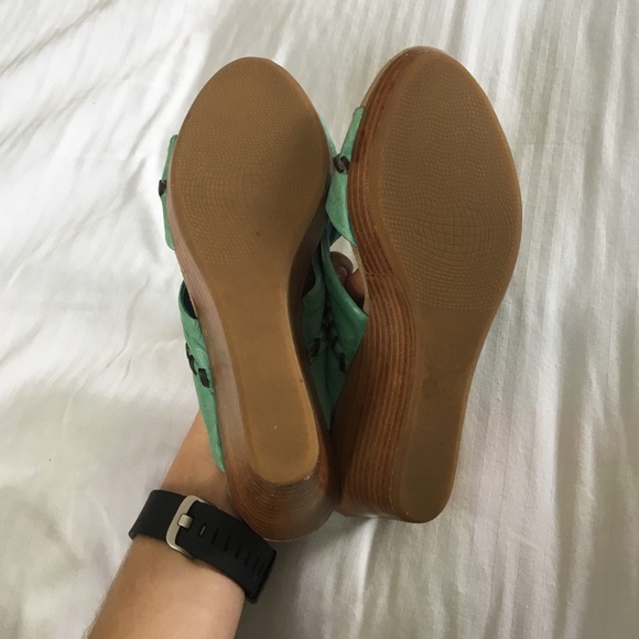 Turquoise slip on wedges - Picture 3 of 4