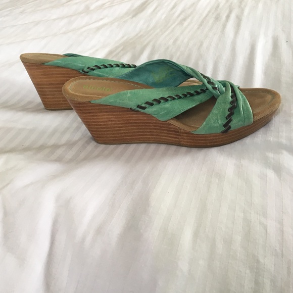 Turquoise slip on wedges - Picture 4 of 4
