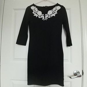 Black fitted peter pan collar dress