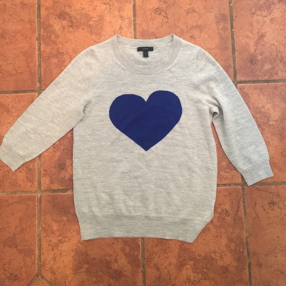 NWOT J Crew Blue Heart Sweater Sz M