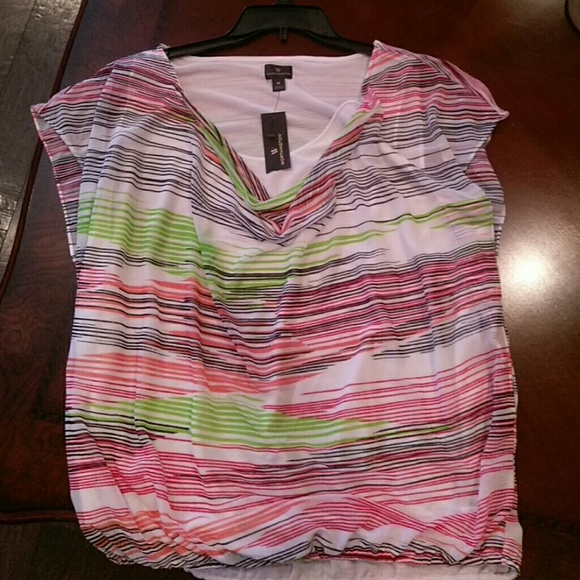 Worthington sheer multicolored blouse w camisole