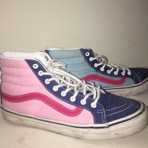 Pink & Blue Vans High Tops