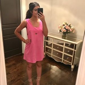 Hot pink suede dress