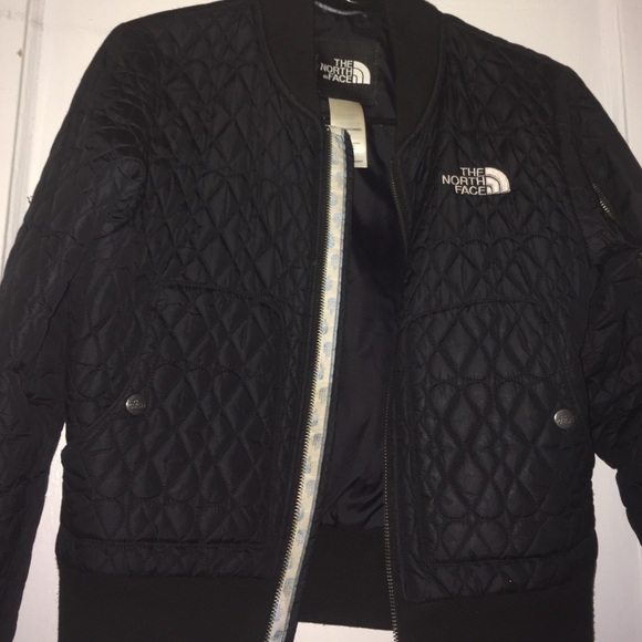 North Face Bomber Jacket With Embroidered Hearts