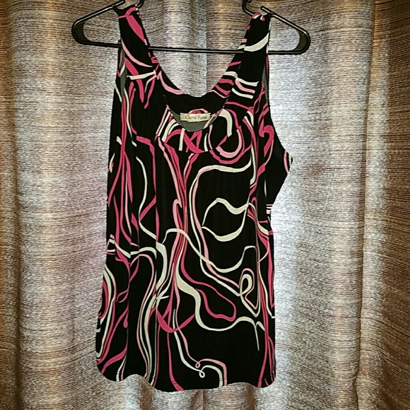 Black w pink/white swirls dressy tank