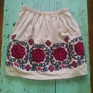 Anthropologie Floral Embroidery Skirt Size Small