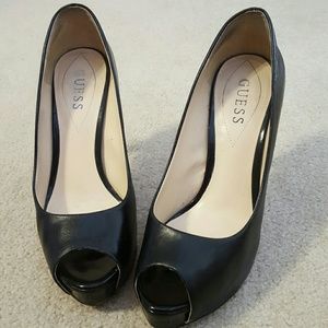 GUESS platform peep toe heels