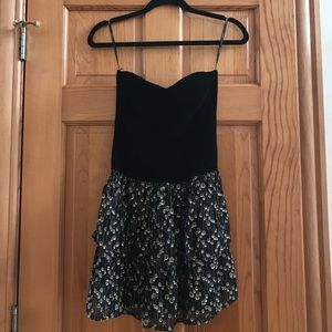 Strapless black and gold Mini Dress