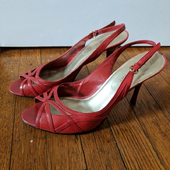 Nine West Red Leather Sling-backs