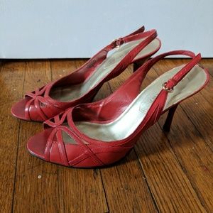 Nine West Red Leather Sling-backs